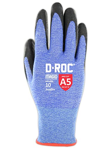 Magid Ansi A5 D-Roc Aerodex 18-мерач на ракавици, 12 пара, обложена со нитрил од пена, големина 10/xl, сина