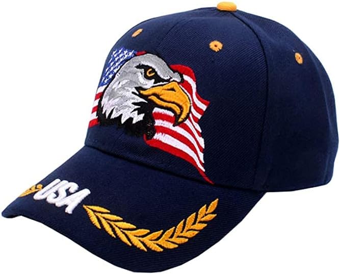 САД-знаме Орли капа Американска бејзбол капа, извезено американско знаме Патриотска капа Унисекс темно сина, една големина