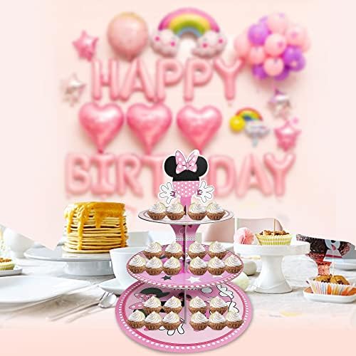 Jouierty розово глувче со кекс на глувчето, држачи за десерт за десерт, приказ кула за сервирање на послужавник за деца роденденска забава