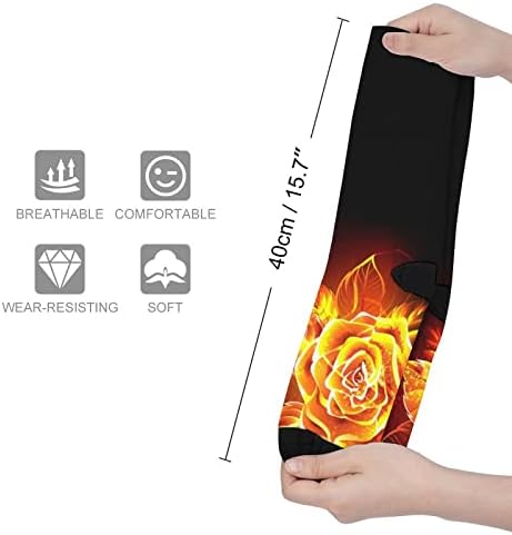 Цветаат Оган Се Зголеми Високи Чорапи Смешно Топло Во Текот На Теле Цевка Чорапи Боја Појавување На Чорапи За Мажи Жени