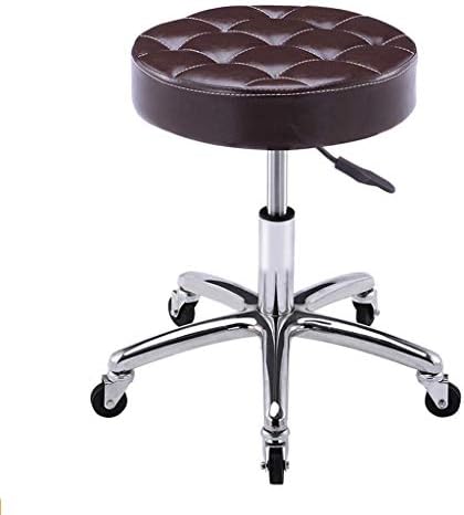 KMMK Home Chair Stool Folding Chair-Swivel Chair Beauty Salon Stool, Adjustable Height, with Wheels,for Hairdressing Manicure Tattoo