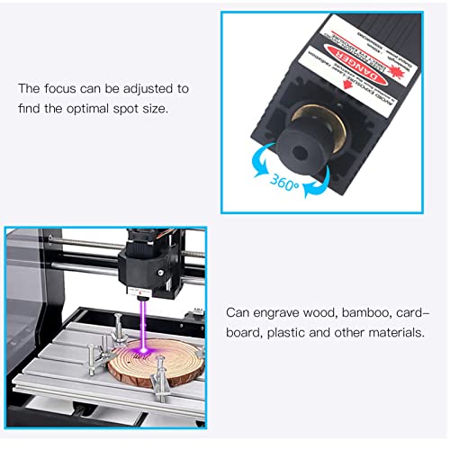 Модул за ласерски гравура, ласерски модул прилагодлив фокус со голема моќност DIY гравирање машина прицврстување 450NM 5,5W поддршка за дрво, картон